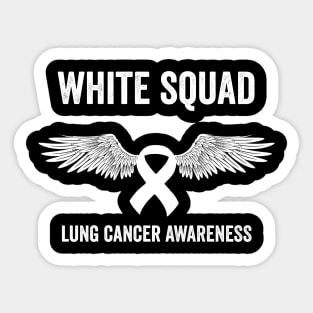 White squad lung cancer awareness supporting design Sticker